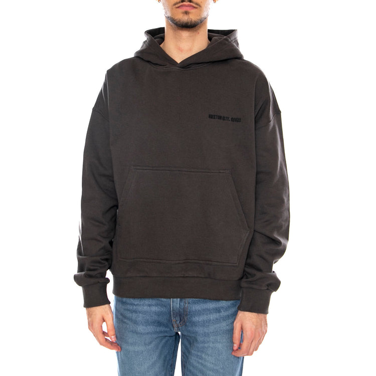 Embroidered Heavy Weight Hood -- Felpa con Cappuccio Uomo Washed Black 22645 WABLK BRIXTON 