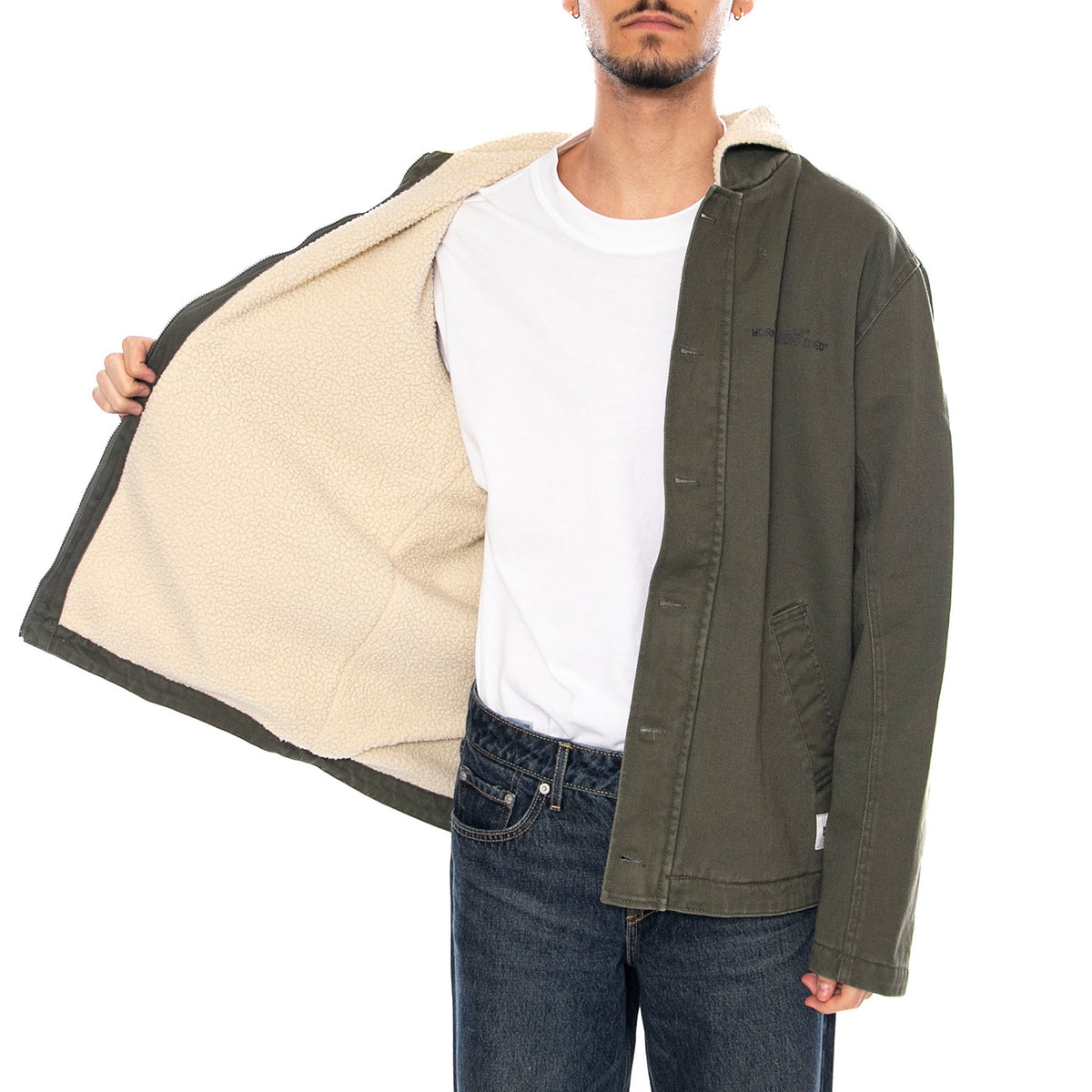 Washed Deck Jacket -- Giacca Uomo Beetle Verde 6040095 19-0312 CAT 