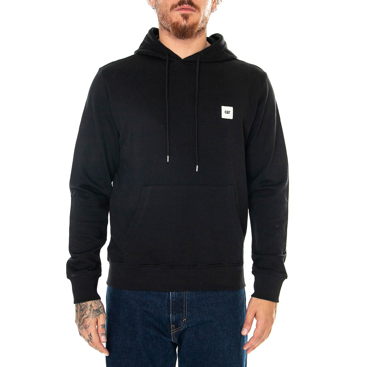 Essential Hoodie - Black - Felpa con Cappuccio Uomo Nera 6050121 10158 CAT 