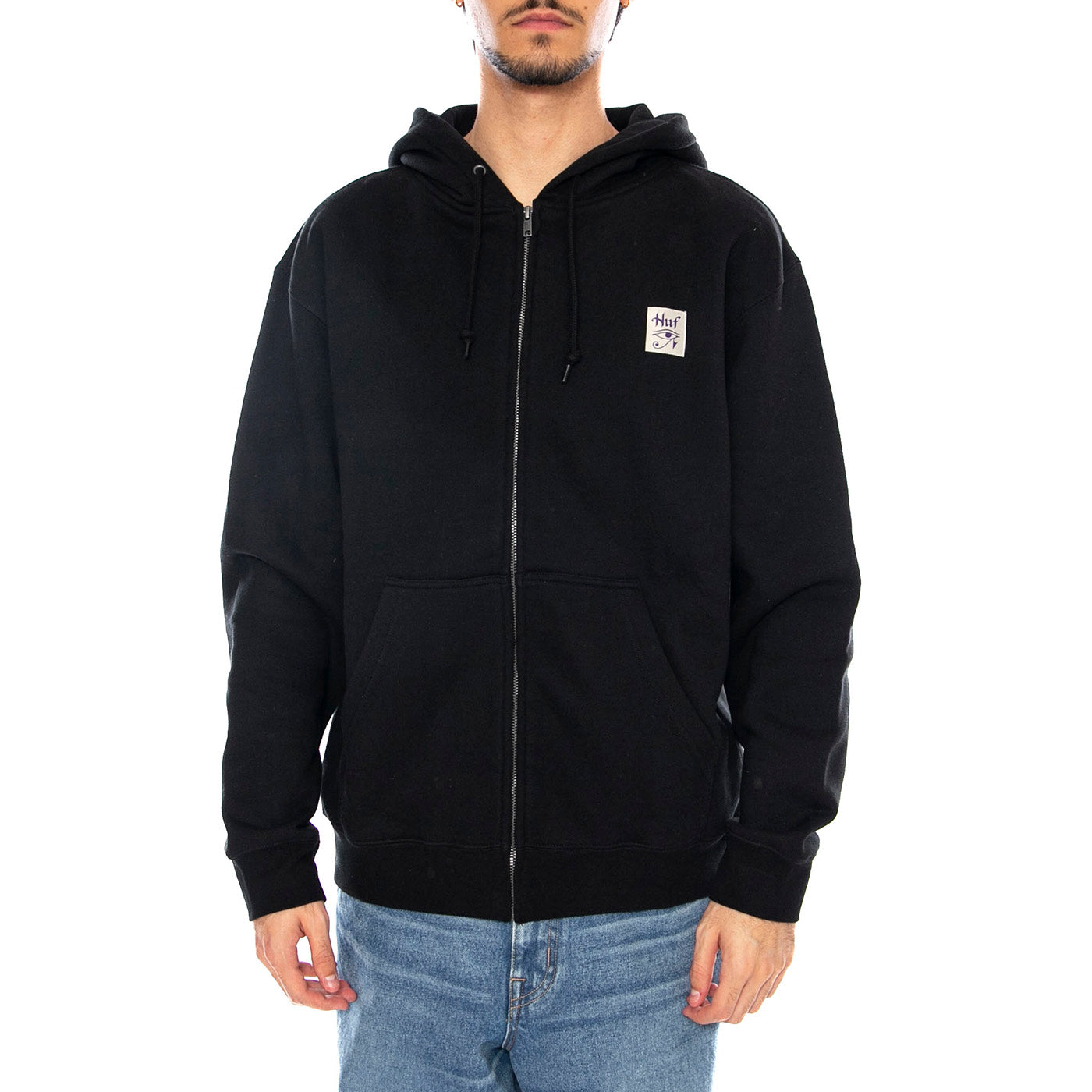 HUF HORUS F/Z HOODIE BLACK - Felpa con Cappuccio Uomo Nera PF00614 BLK HUF 