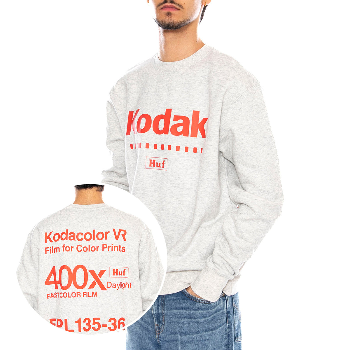 Golden Hour Crewneck -- Felpa Girocollo Uomo Grigia PF00753 AS HUF 