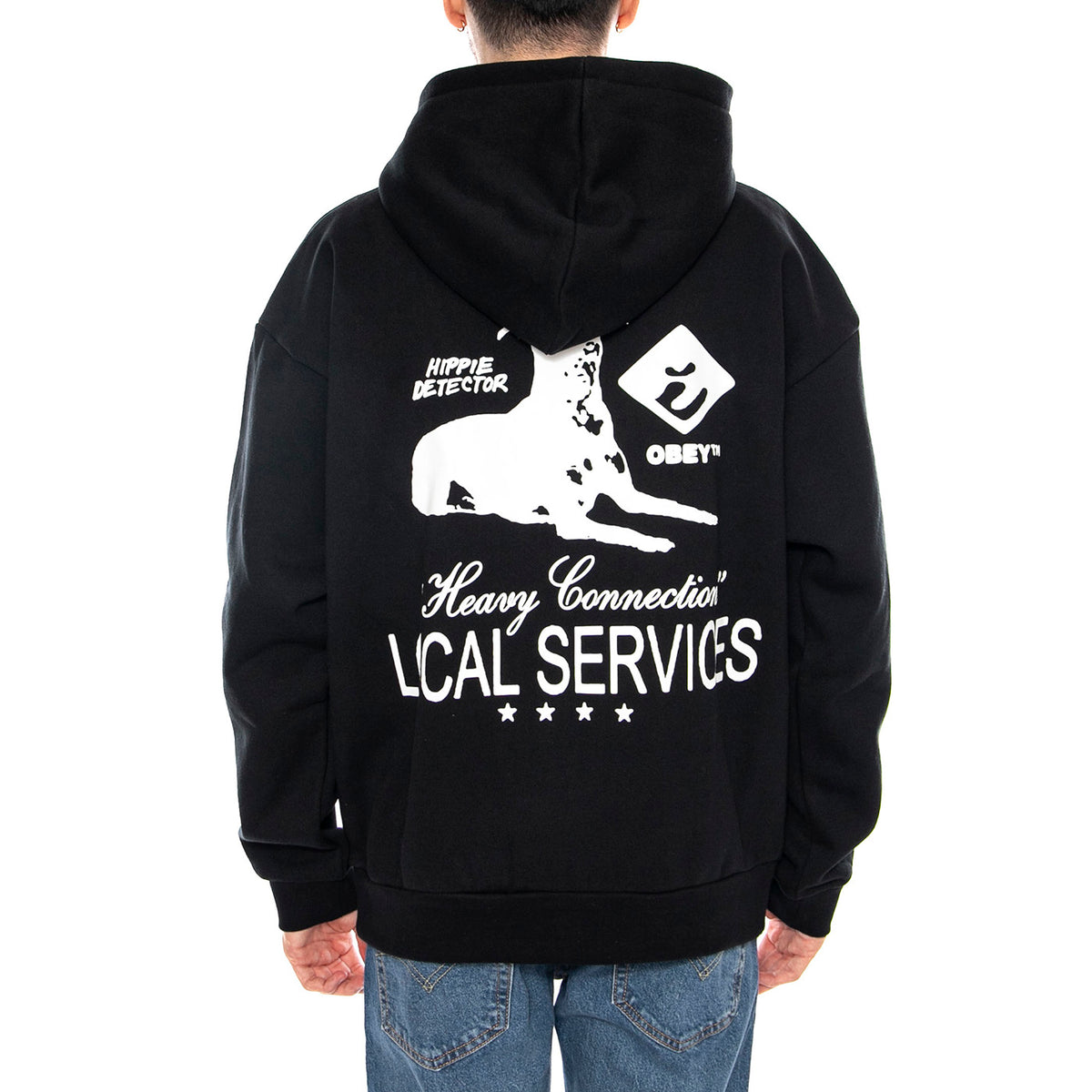 Services Extra Heavy Hood Fleece Black -- Felpa con Cappuccio Uomo Nera 112470238 BLK OBEY 