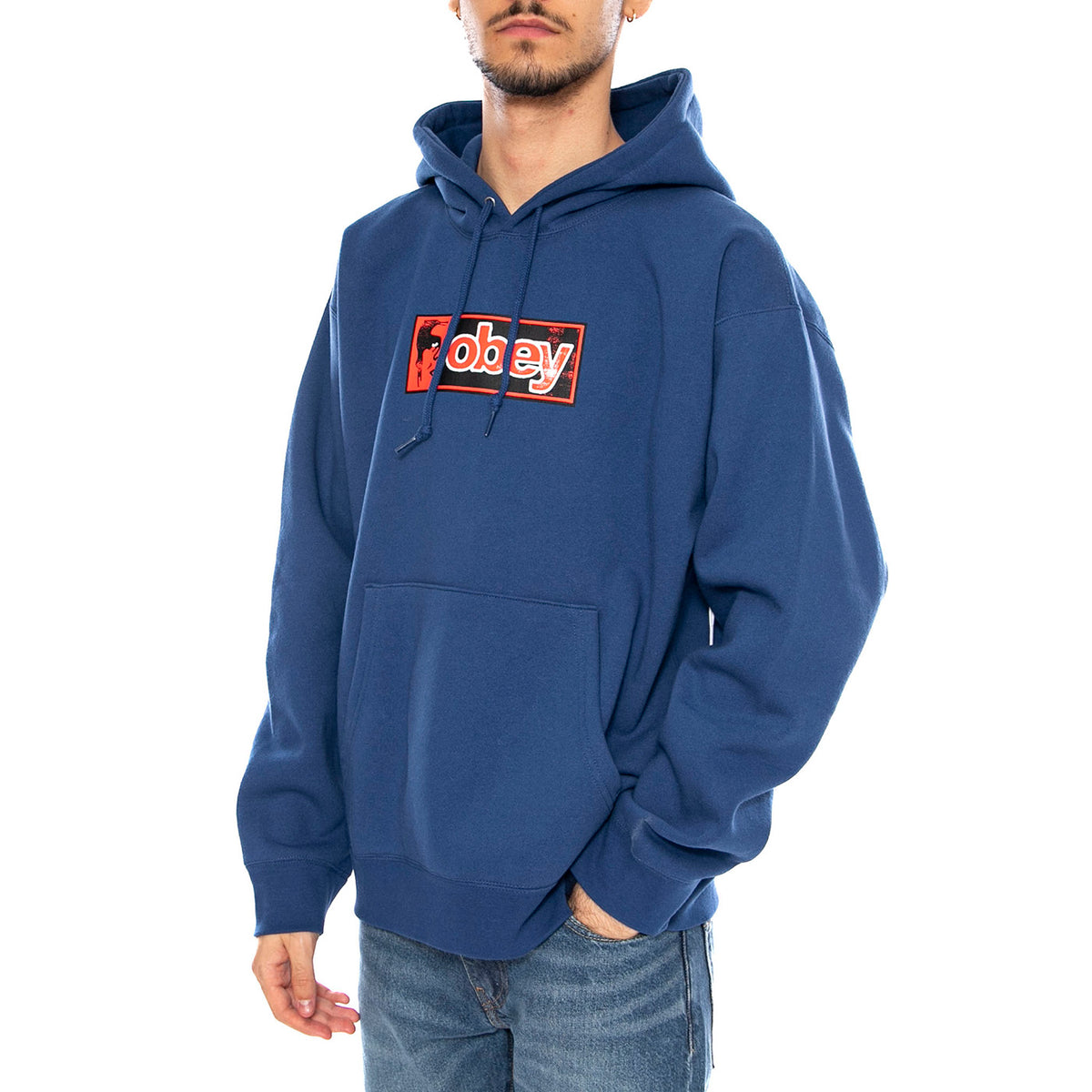 Obey Half Icon Fleece Limoges -- Felpa Girocollo Uomo Blu 112843911 LMS OBEY 