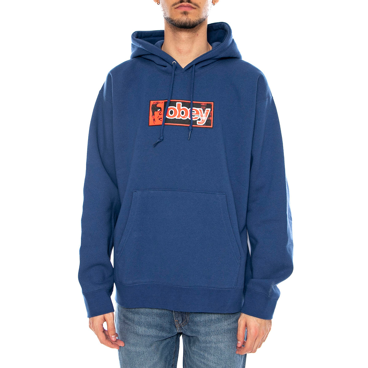 Obey Half Icon Fleece Limoges -- Felpa Girocollo Uomo Blu 112843911 LMS OBEY 