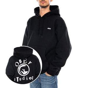 Obey Studios Icon Fleece Black -- Felpa Girocollo Uomo Nera 112843928 BLK OBEY 