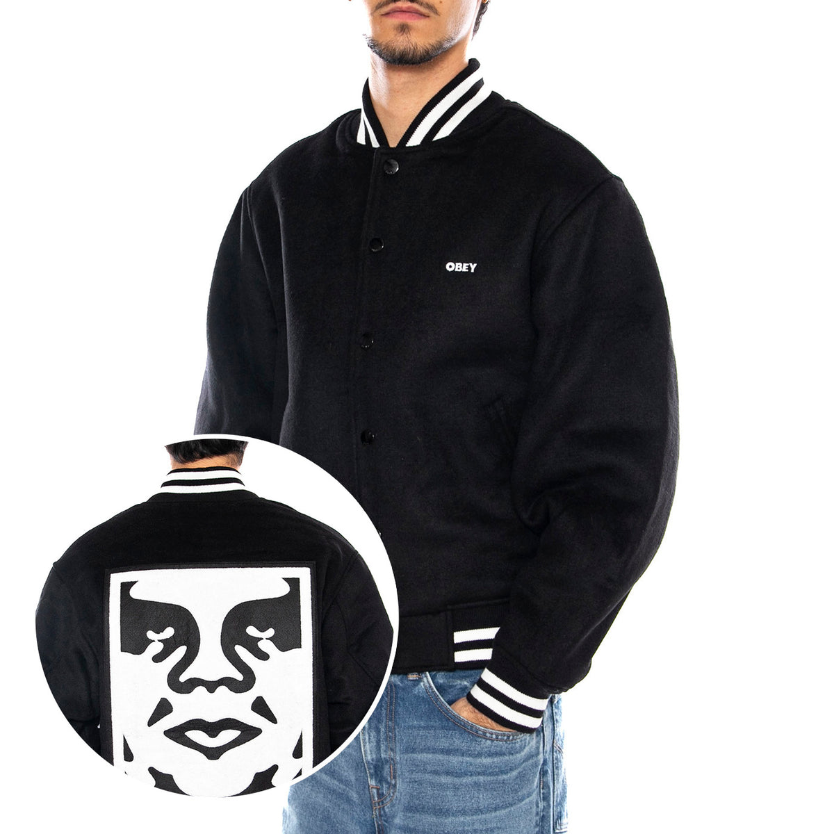 League Icon Jacket - Giacca Uomo Nera 121800523 BLK OBEY 