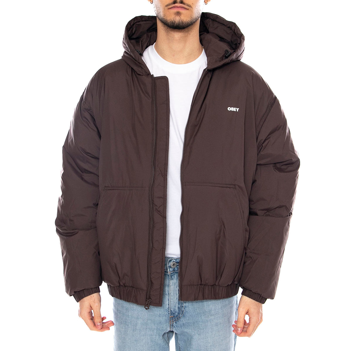 Retreat Hooded Jacket -- Giacca Uomo Marrone con Cappuccio 121800547 JVA OBEY 