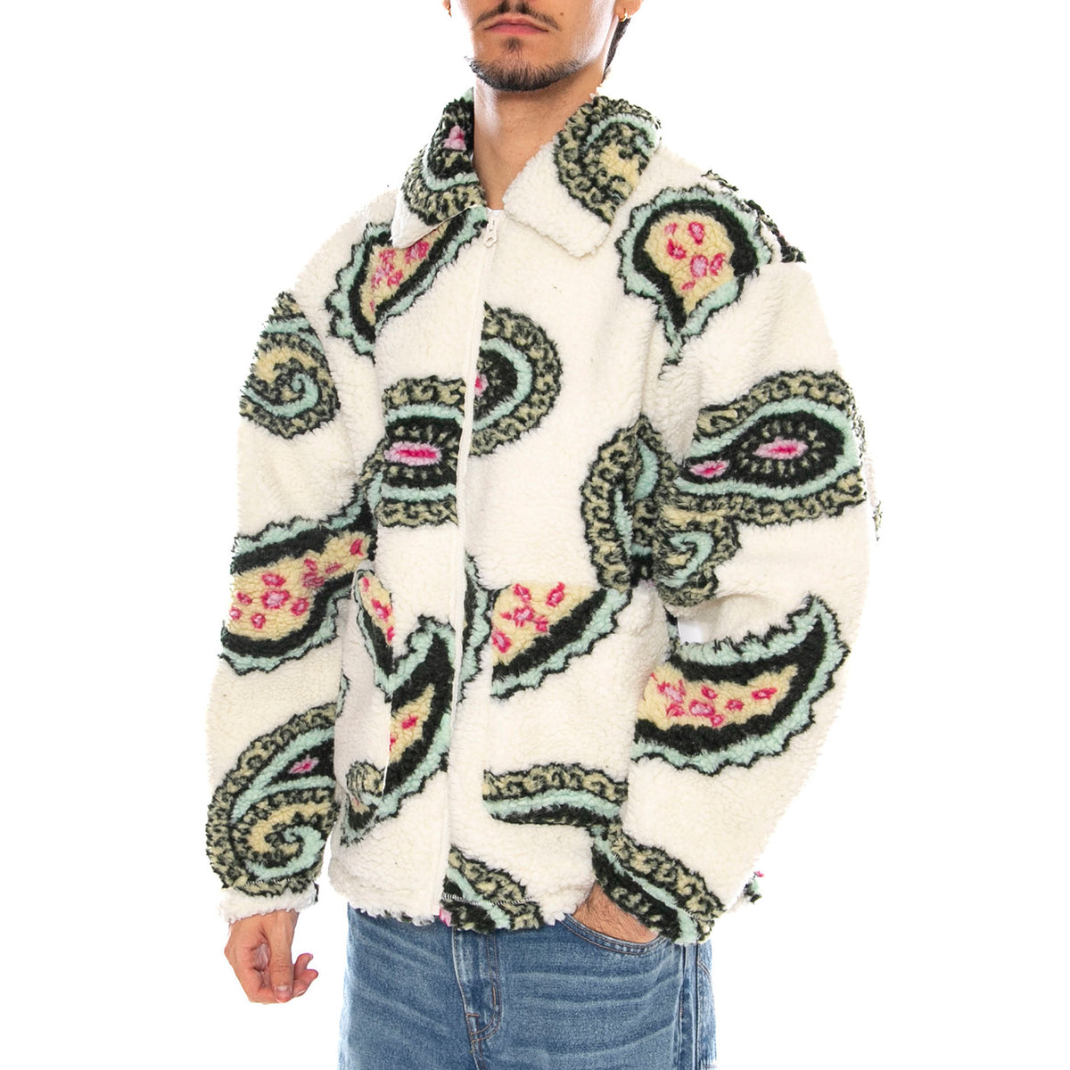 Paisley Sherpa Jakcet Unbleahed Multi - Giacca Uomo Paisley Multicolore 121800550 UBL OBEY 