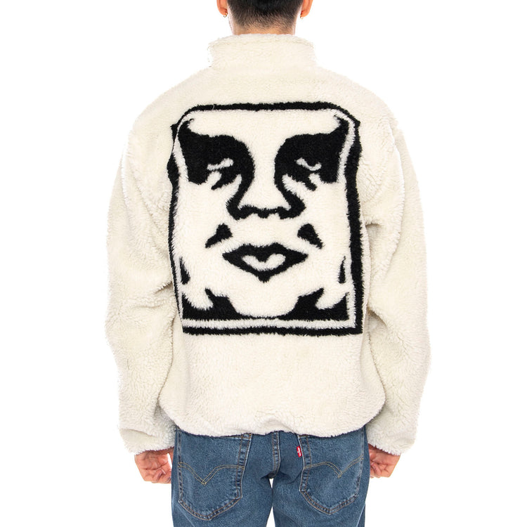 Icon Face Sherpa Jacket Unbleached -- Giacca Uomo Beige Naturale 121800564 UBL OBEY 