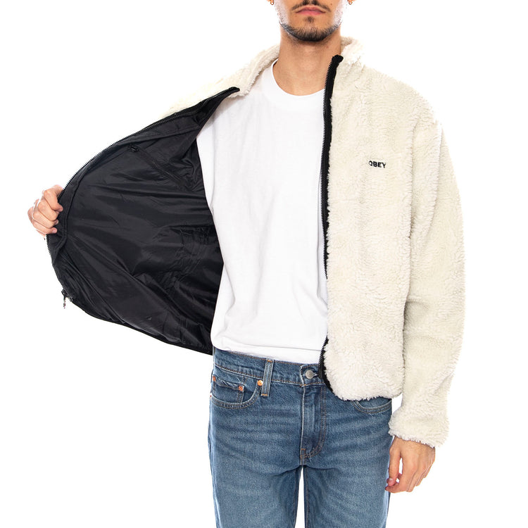 Icon Face Sherpa Jacket Unbleached -- Giacca Uomo Beige Naturale 121800564 UBL OBEY 