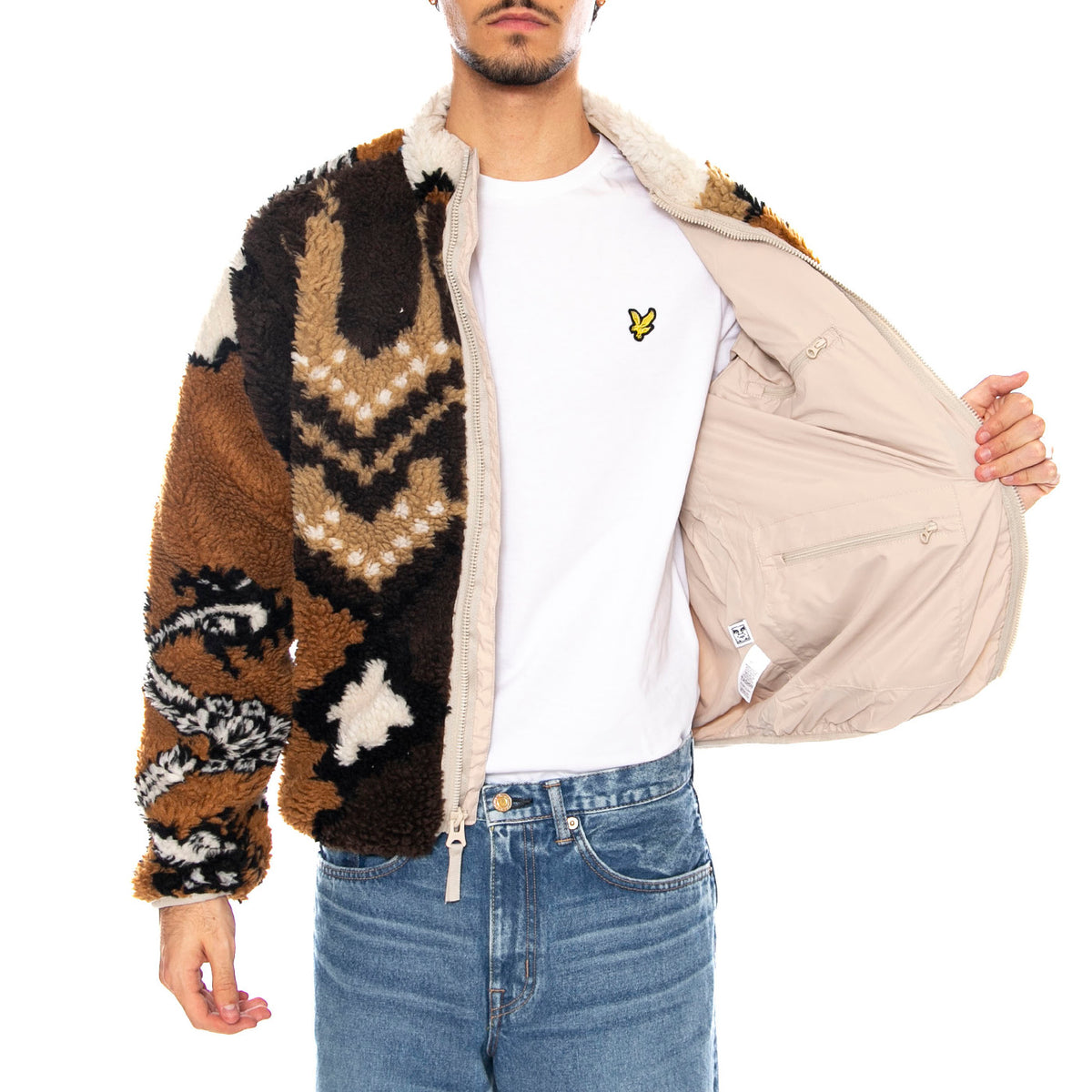 Moroccan Rug Sherpa Jacket Brown Multi - Giacca Uomo Multicolore 121800575 BWM OBEY 