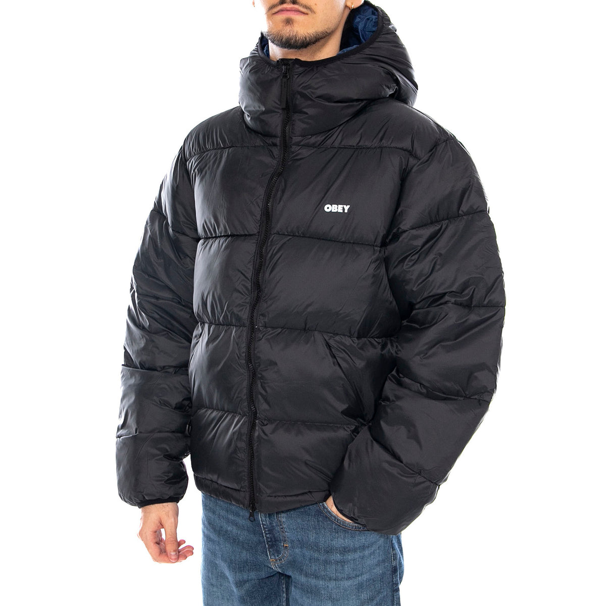 Stratus Puffer Black - Giacca Piumino con Cappuccio Uomo Nero 121800576 BLK OBEY 