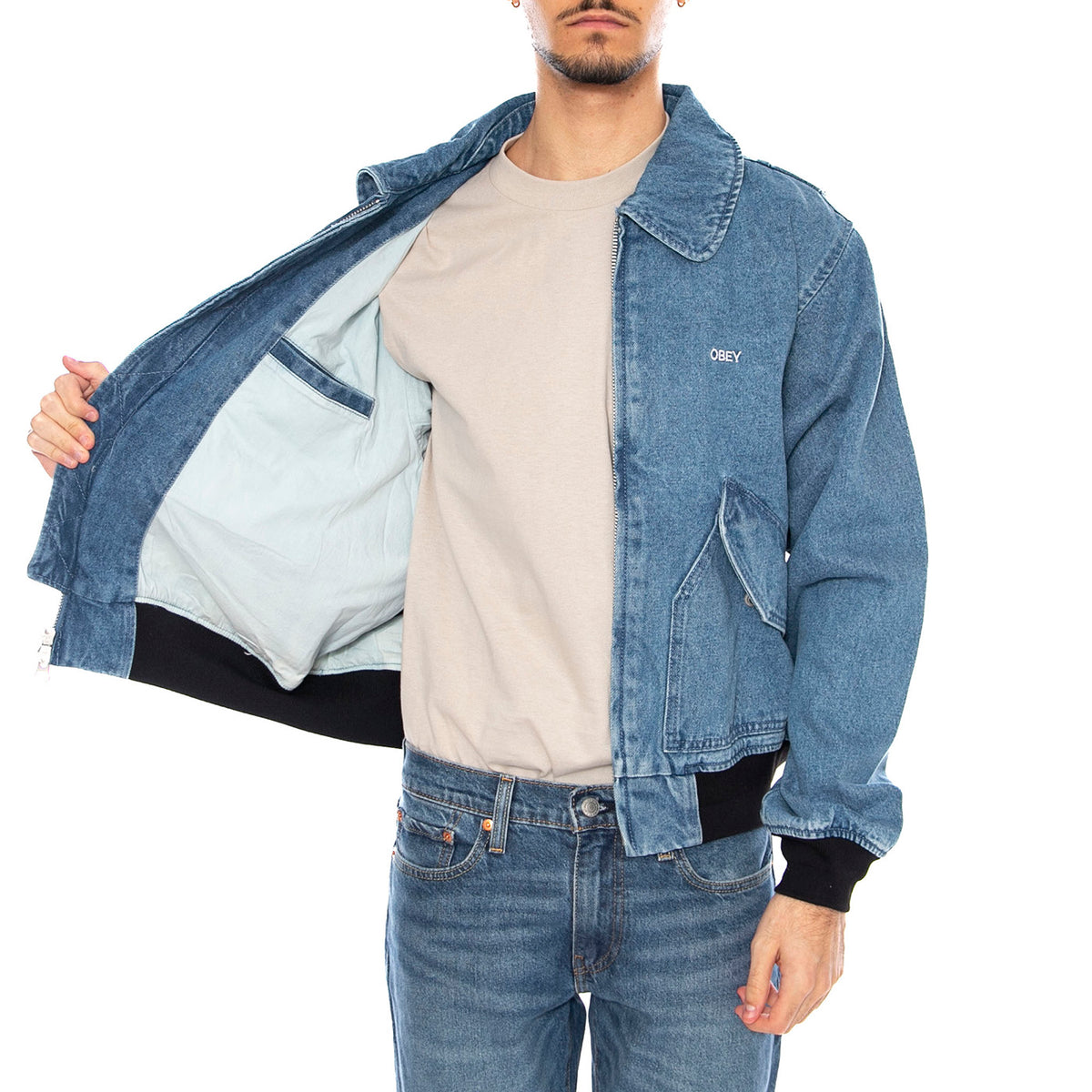 OBEY Denim CWU Jacket -- Giacca Denim Uomo 121800587 LIN OBEY 