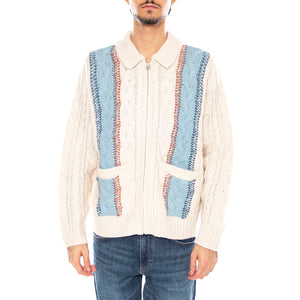 Ezra Zip Up Cardigan White - Cardigan Uomo Bianco 151010037 UBL OBEY 