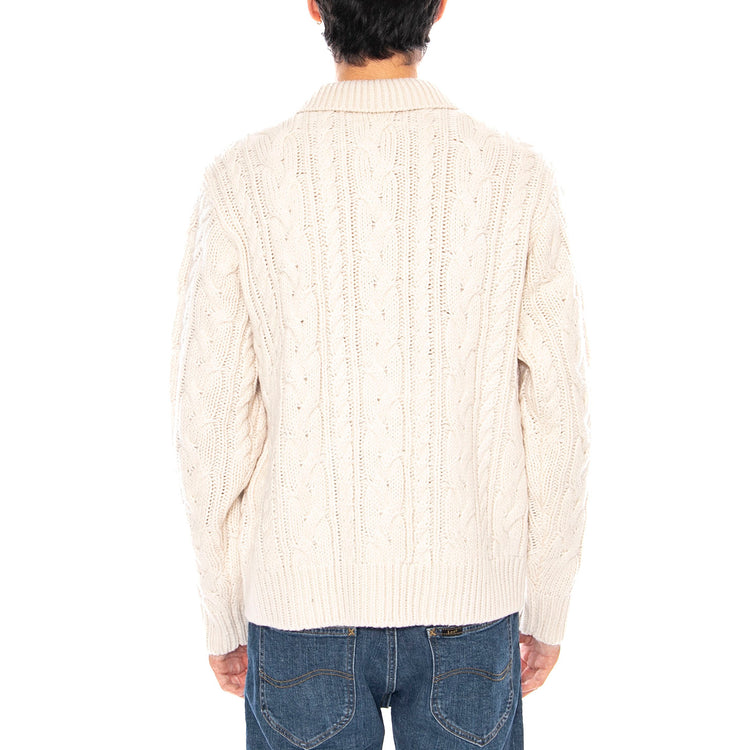 Ezra Zip Up Cardigan White - Cardigan Uomo Bianco 151010037 UBL OBEY 