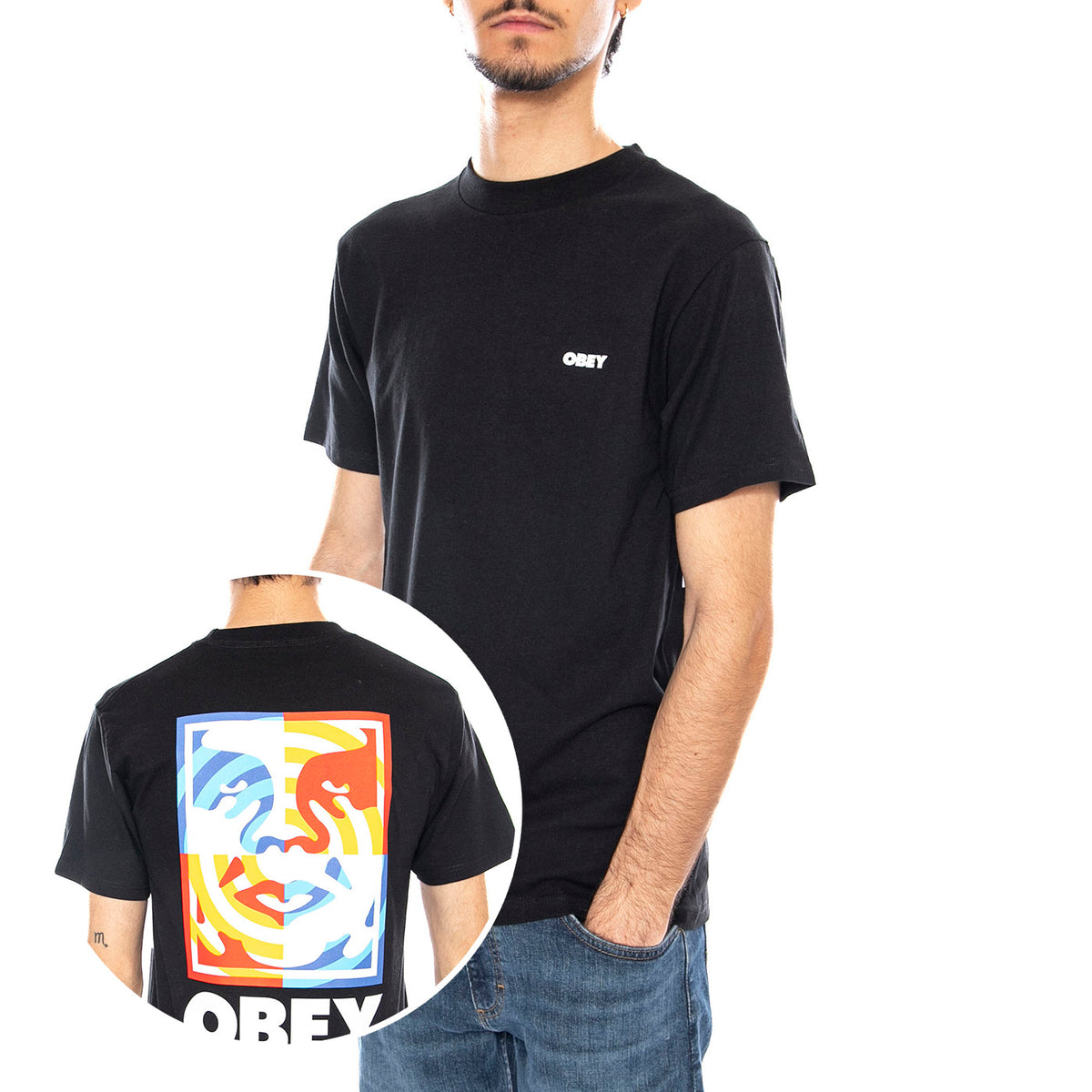 Obey Target Icon Tee Black - Maglietta Girocollo Uomo Nera 165264065 BLK OBEY 