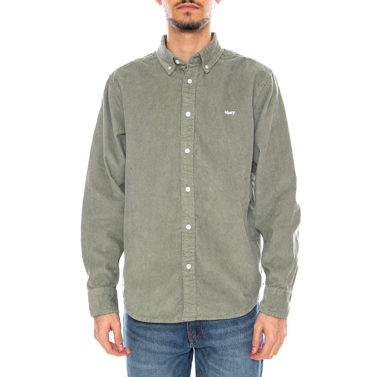 Grafton Cord Woven -- Camicia a Maniche Lunghe Uomo Velluto Laurel Wreath 181200399 LWR OBEY 
