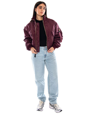 MA-1 Cropped Bomber -- Giacca Donna Dark Cherry Bordeaux F258010 608 ALPHA INDUSTRIES 