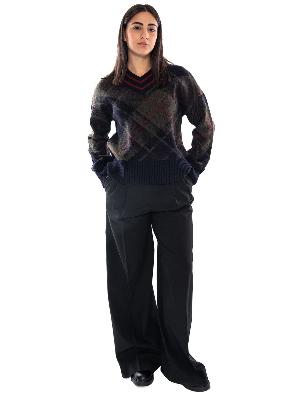 Barbour Shae Knitted Jumper Shadow Classic Tartan - Maglia Donna Scozzese 262MLKN1841 TN43 BARBOUR 