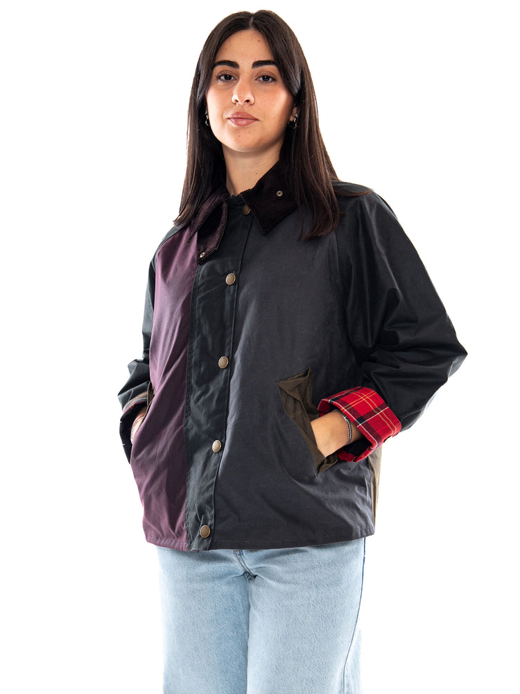 Barbour Hazelwood Wax Jacket Beech / Fern / Mixed Tartan - Giacca Donna Marrone e Verde MLWX1561 SG51 BARBOUR 
