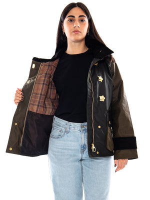 Barbour Hazelwood Wax Jacket Beech / Fern / Mixed Tartan - Giacca Donna Marrone e Verde MLWX1566 SN91 BARBOUR 