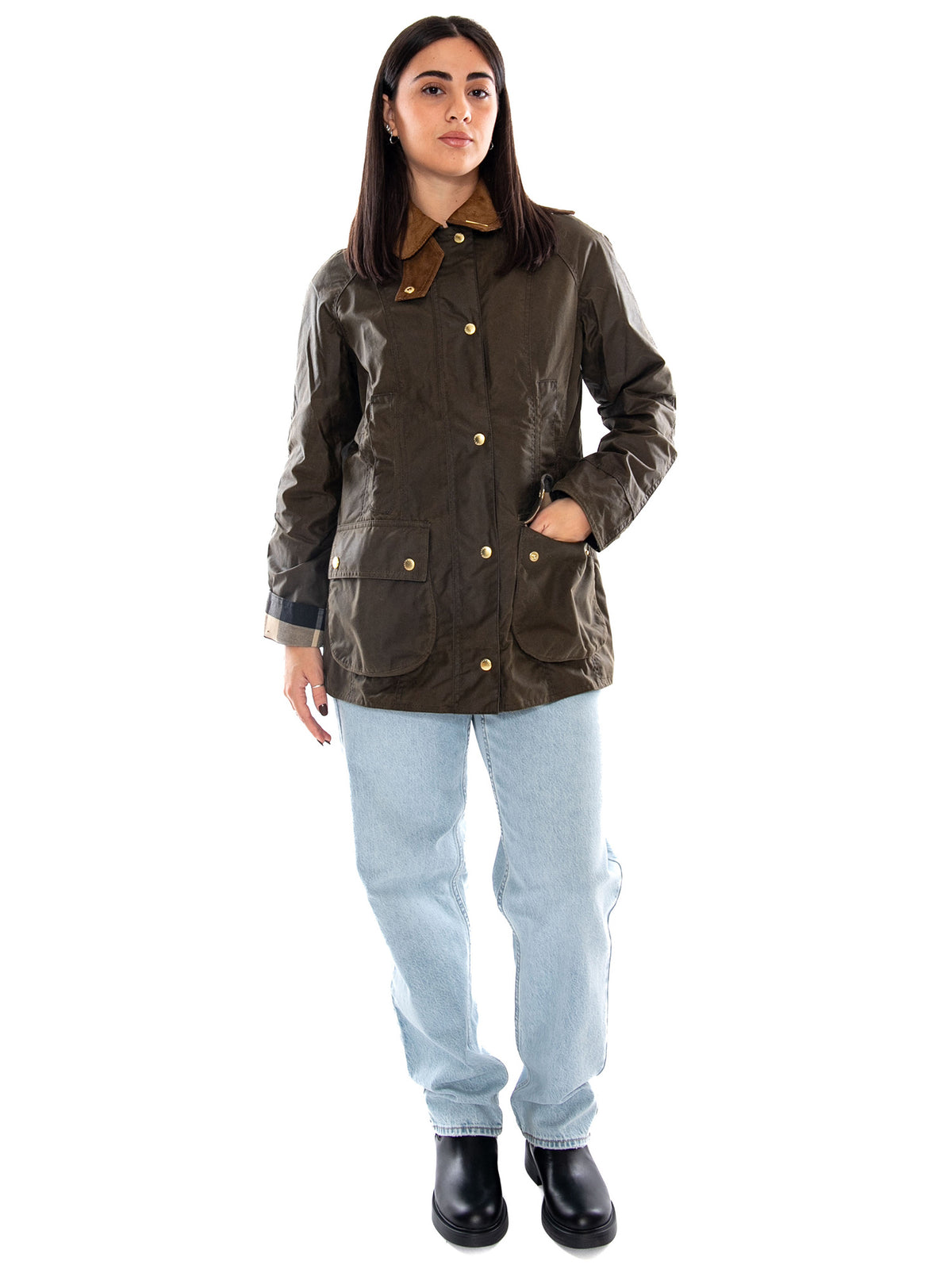 Barbour Icons Beadnell Wax Jacket Beech/Birchwood - Giacca Donna Beige<BR/><BR/> MLWX1596 SN91 BARBOUR 