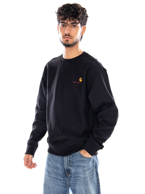 AMERICAN SCRIPT SWEAT BLACK - Felpa Girocollo Uomo Nera I025475 89XX CARHARTT WIP 