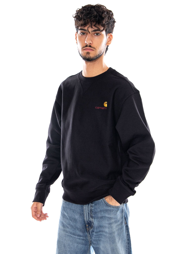 AMERICAN SCRIPT SWEAT BLACK - Felpa Girocollo Uomo Nera I025475 89XX CARHARTT WIP 