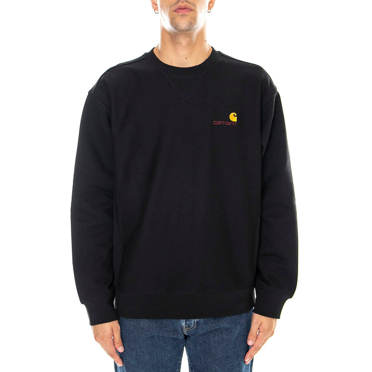 AMERICAN SCRIPT SWEAT BLACK - Felpa Girocollo Uomo Nera I025475 89XX CARHARTT WIP 