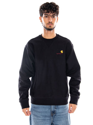AMERICAN SCRIPT SWEAT BLACK - Felpa Girocollo Uomo Nera I025475 89XX CARHARTT WIP 