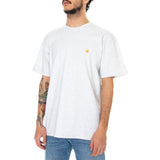 S/S CHASE T-SHIRT ASH HEATHER / GOLD - Maglietta Girocollo Uomo Grigia  Uomo CARHARTT WIP