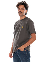 CARHARTT WIP S/S CHASE T-SHIRT SHUNGITE / GOLD - Crew Neck T-Shirt Men's Green Carhartt WIP