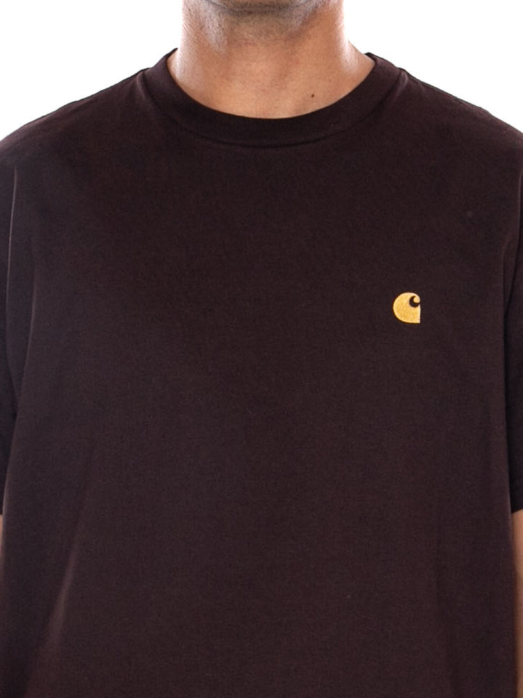 CARHARTT WIP S/S CHASE T-SHIRT PALISANDER / GOLD - Maglietta Girocollo Uomo Marrone I026391 3XEXX CARHARTT WIP 
