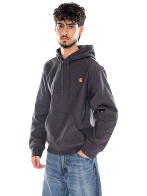 HOODED AMERICAN SCRIPT SWEAT GRAPHITE - Felpa con Cappuccio Uomo Grigia I028279 87XX CARHARTT WIP 