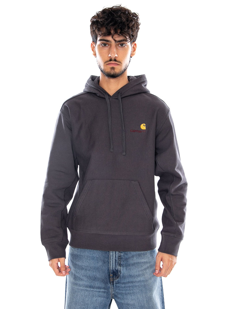 HOODED AMERICAN SCRIPT SWEAT GRAPHITE - Felpa con Cappuccio Uomo Grigia I028279 87XX CARHARTT WIP 