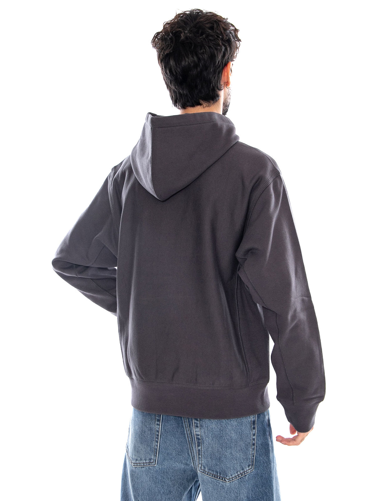 HOODED AMERICAN SCRIPT SWEAT GRAPHITE - Felpa con Cappuccio Uomo Grigia I028279 87XX CARHARTT WIP 