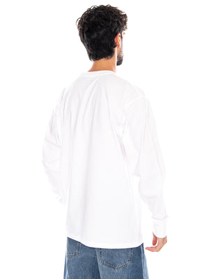 L/S AMERICAN SCRIPT T-SHIRT WHITE - Maglietta Girocollo Maniche Lunghe Uomo Bianca I029955 02XX CARHARTT WIP 