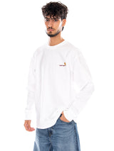 L/S AMERICAN SCRIPT T-SHIRT WHITE - Crewneck Long Sleeve T-Shirt Men's White - Men CARHARTT WIP