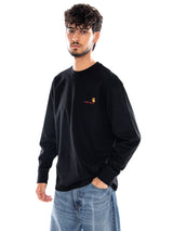L/S AMERICAN SCRIPT T-SHIRT BLACK - Long Sleeve Crewneck T-Shirt Men's Black - Men CARHARTT WIP