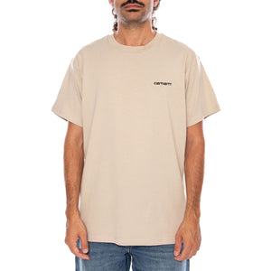 S/S SCRIPT EMBROIDERY T-SHIRT FLEUR DE SEL / BLACK - Maglietta Girocollo Uomo Beige I030435 2NQXX CARHARTT WIP 