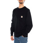 L/S POCKET T-SHIRT BLACK - Maglietta Girocollo Maniche Lunghe Uomo Nera I030437 89XX CARHARTT WIP 