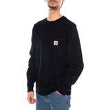 L/S POCKET T-SHIRT BLACK - Camiseta Cuello Redondo Manga Larga Hombre Negra Hombre CARHARTT WIP