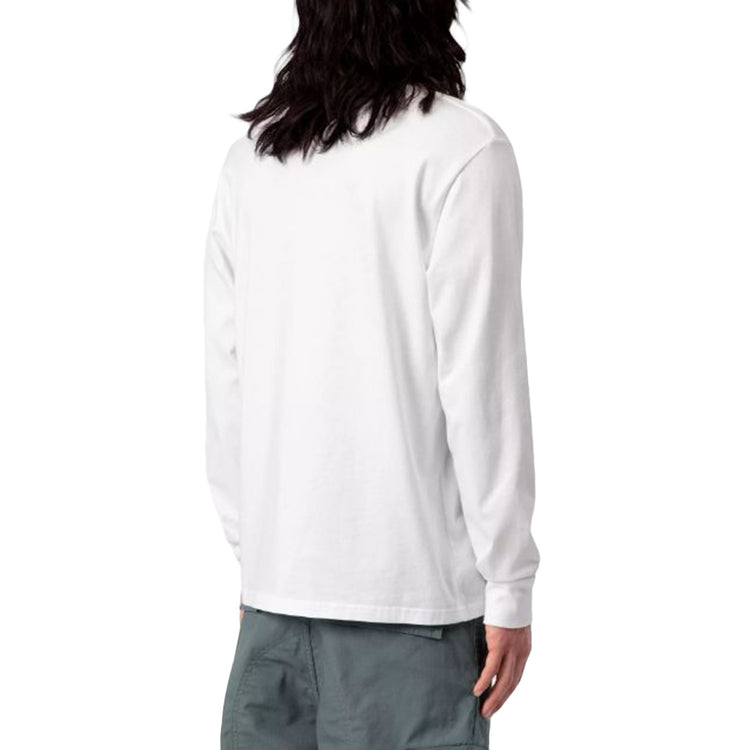 L/S POCKET T-SHIRT WHITE - Maglietta Girocollo Maniche Lunghe Uomo Bianca I030437 02XX CARHARTT WIP 
