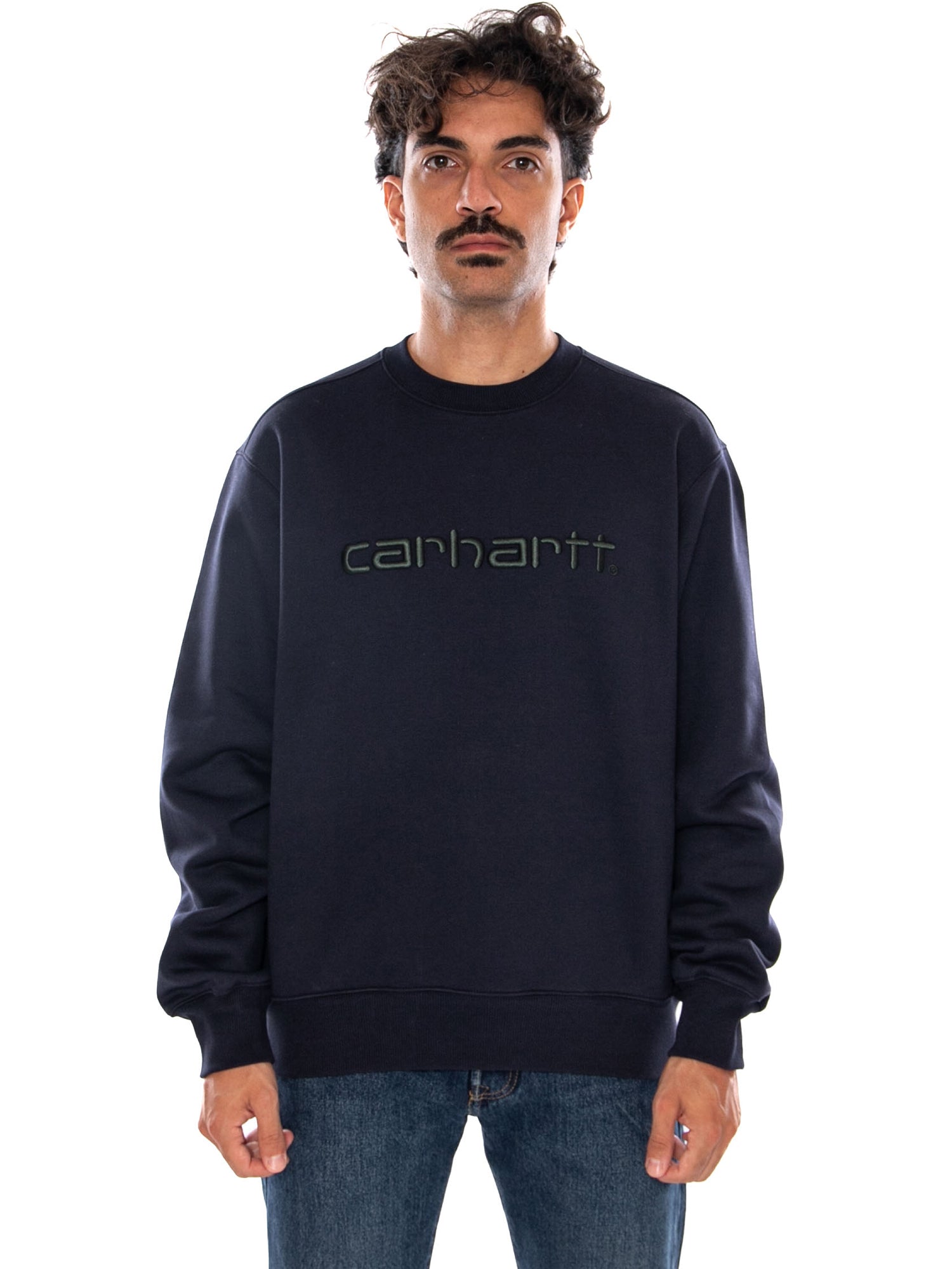 CARHARTT WIP CARHARTT SWEAT DARK NAVY / DARK SCARAB - Felpa Girocollo Uomo Blu I030546 3Z0XX CARHARTT WIP 