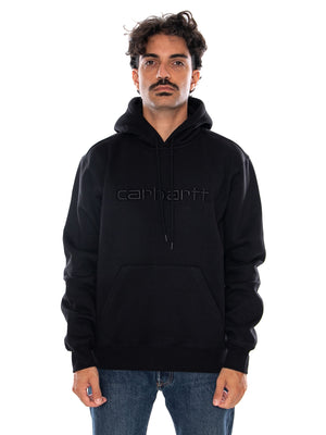 CARHARTT WIP HOODED CARHARTT SWEAT BLACK / BLACK - Felpa con Cappuccio Uomo Nera I030547 00EXX CARHARTT WIP 