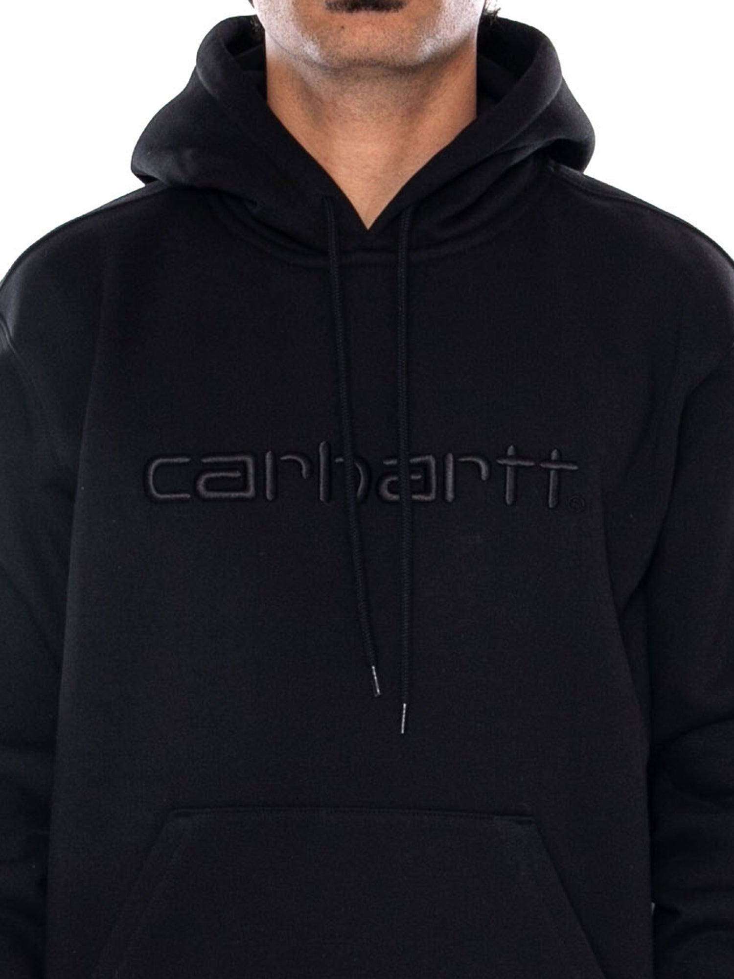 CARHARTT WIP HOODED CARHARTT SWEAT BLACK / BLACK - Felpa con Cappuccio Uomo Nera I030547 00EXX CARHARTT WIP 
