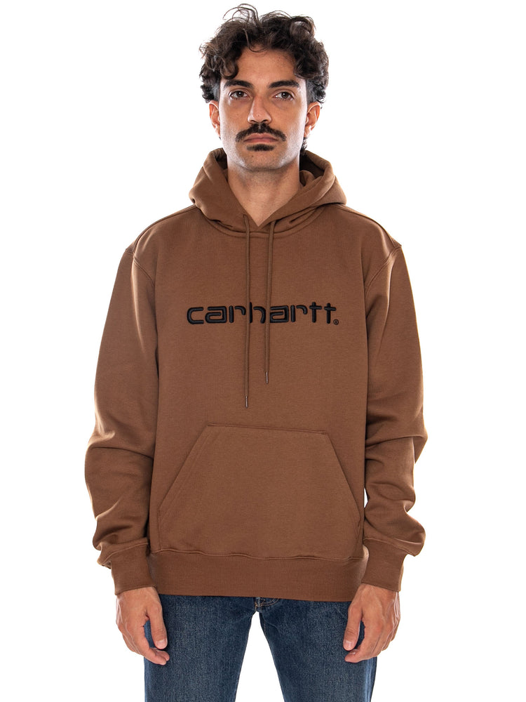 CARHARTT WIP HOODED CARHARTT SWEAT BROWN / BLACK - Felpa con Cappuccio Uomo Marrone I030547 3YYXX CARHARTT WIP 