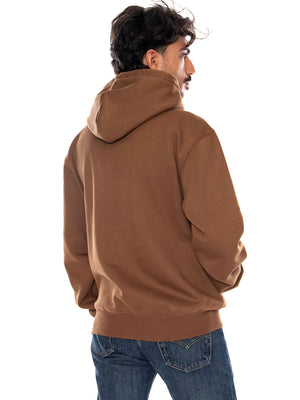 CARHARTT WIP HOODED CARHARTT SWEAT BROWN / BLACK - Felpa con Cappuccio Uomo Marrone I030547 3YYXX CARHARTT WIP 