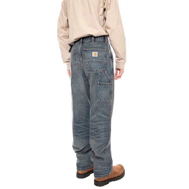 Single Knee Pant Blue, Worn used wash - Pantaloni Denim Jeans Uomo Blu I032024 014Q CARHARTT WIP 