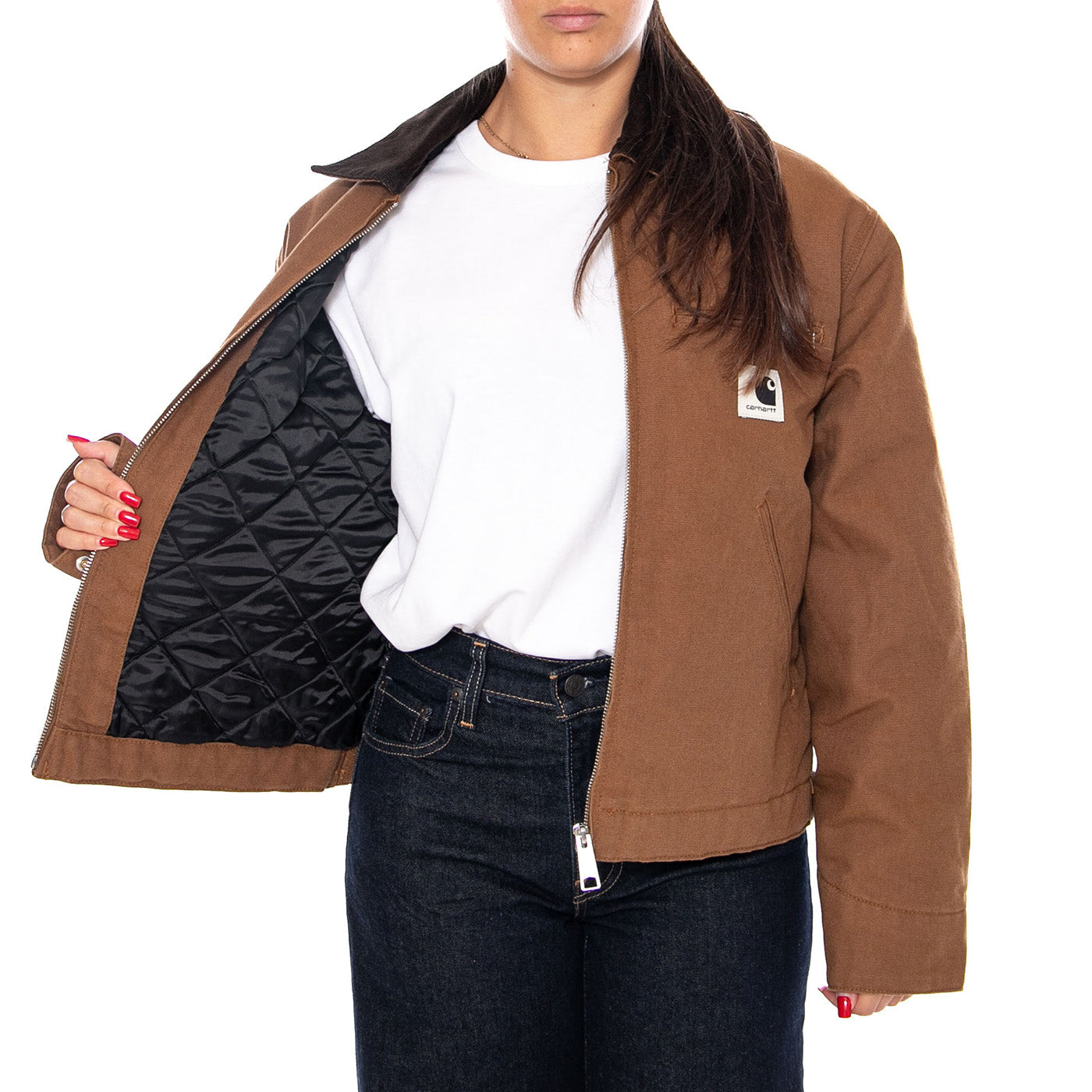 W' OG DETROIT JACKET TOBACCO RINSED - Giacca Donna Marrone I032236 3XA02 CARHARTT WIP 